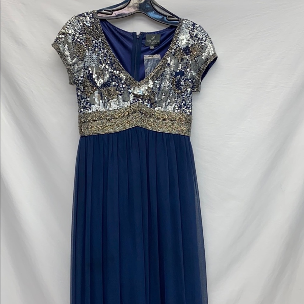 Adrianna Papell sequin long navy dress - Picture 7 of 12